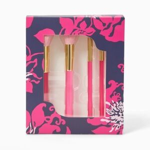 NWT Lilly Pulitzer Make-up Brushes 5pc Set Passion Fruit Pink